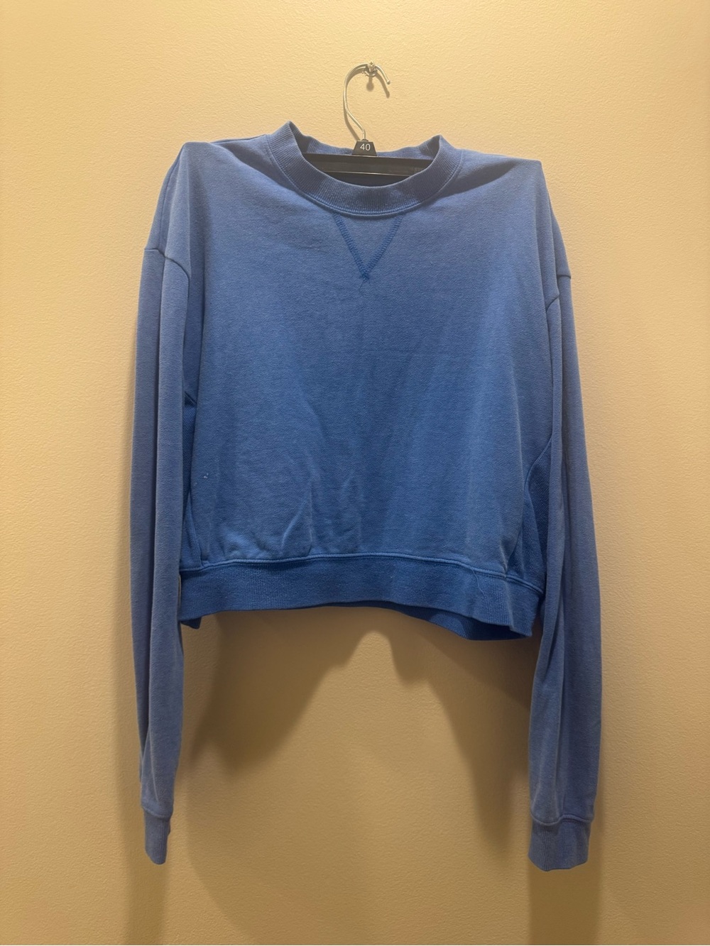 Women's Blue Cropped Crewneck Sweatshirt